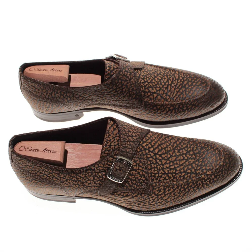 Di Bianco NWB Single Monk Strap Dress Shoes Size 44.5 (US 11.5) in Brown Bison